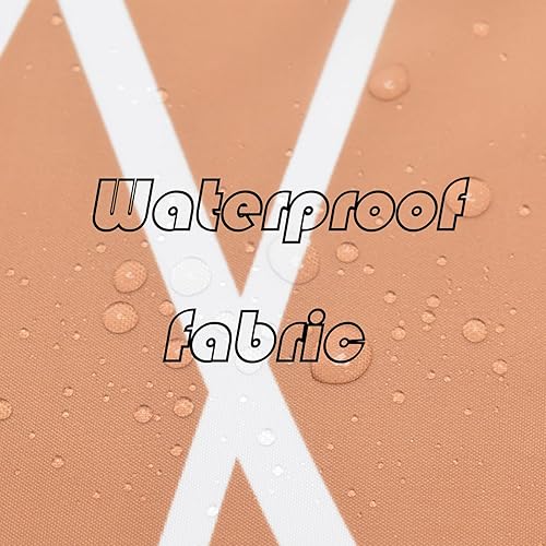 Miniatura 3 de Punkray Cortina de ducha de tela a rayas naranja quemada para baño con 12 ganchos, cortinas de ducha para baño, accesorios de baño impermeables