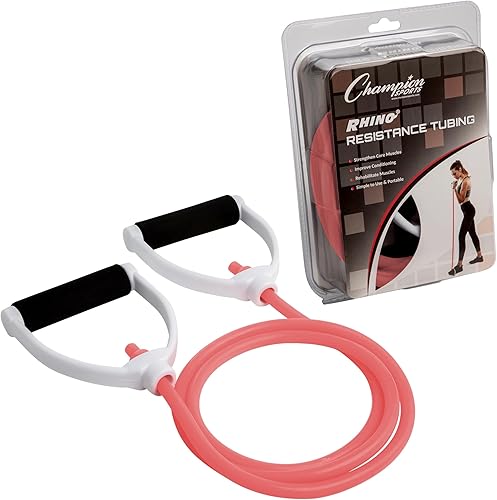 Miniatura 3 de Champion Sports Bandas de tubo de resistencia para hombres y mujeres, banda elástica duradera para entrenamiento de fuerza, estiramiento,