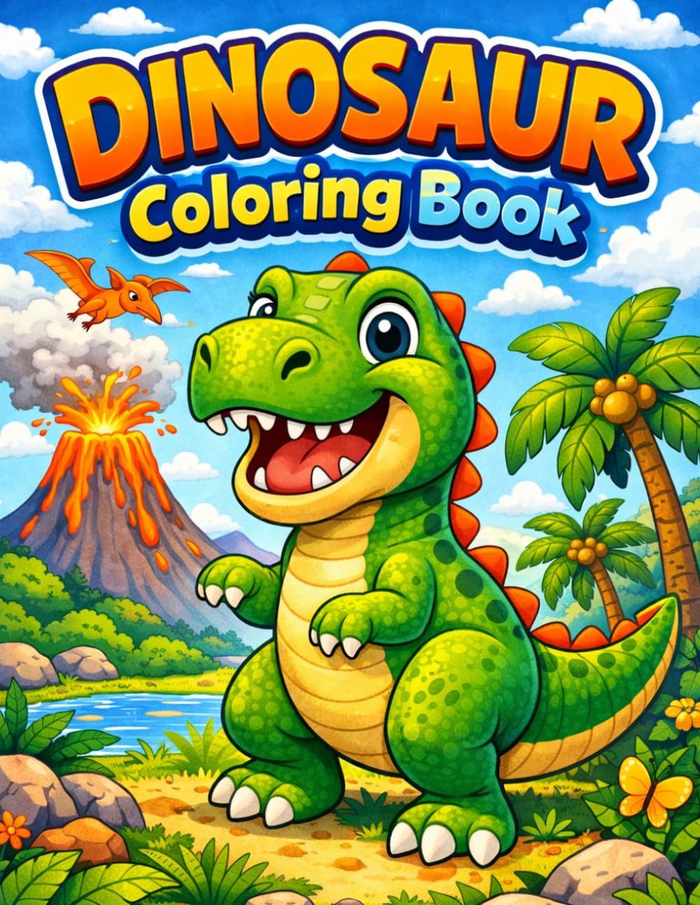 Dinosaur coloring book: Big, Simple and Easy Dino Pages for adults