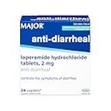 MAJOR Anti-Diarrheal Loperamide Hydrochloride Tablets, 2 mg - Helps Control The Symptoms of Diarrhea - 24 Caplets (1 Pack)