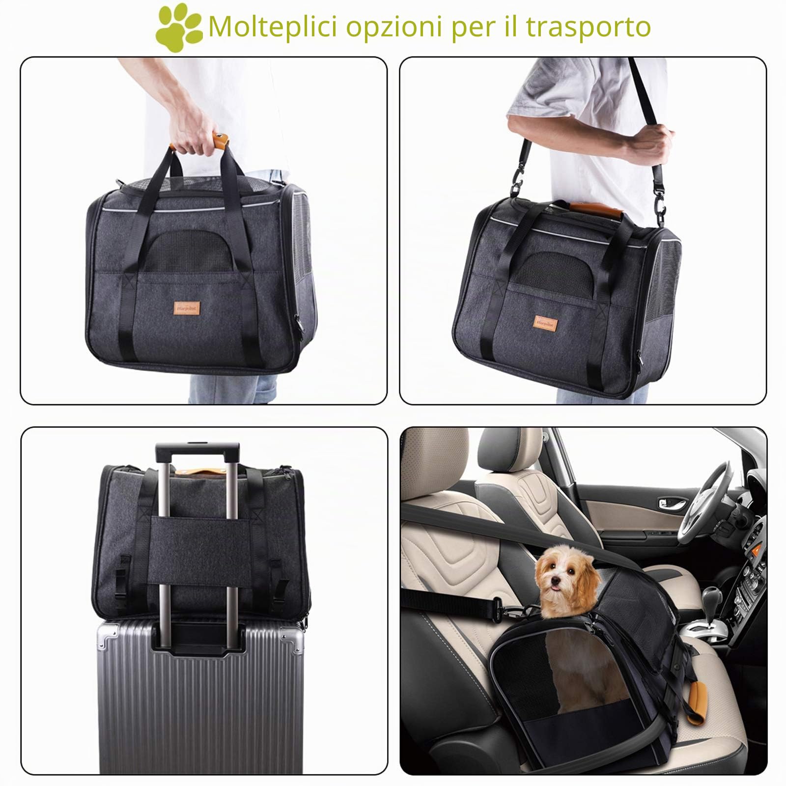 Trasportino per Cani e Gatti, Morpilot Gabbietta Morbida per Animali Domestici, Borsa portabile o a Tracolla in Tessuto da Trasporto Confortevole, Borsa Ripiegabile Viaggio Sull' Aereo
