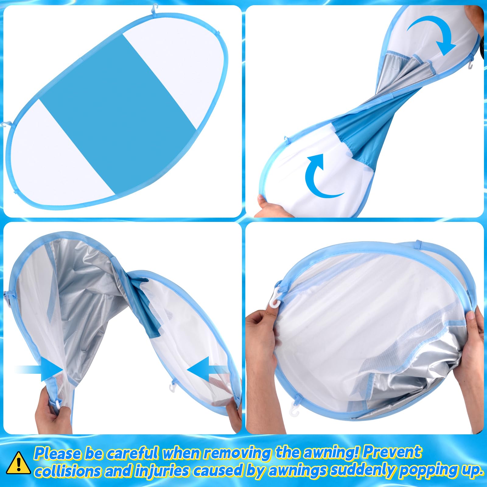 Baby Swimming Float, Baby Pool Float with Canopy, Inflatable Whale Baby Swimming Ring with Safety Seat - Image 4