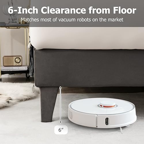 Miniatura 7 de KOMFOTT Base de cama tapizada tamaño matrimonial, base de cama de plataforma con cabecera copetuda y estribo acolchado suave, base de colchón con