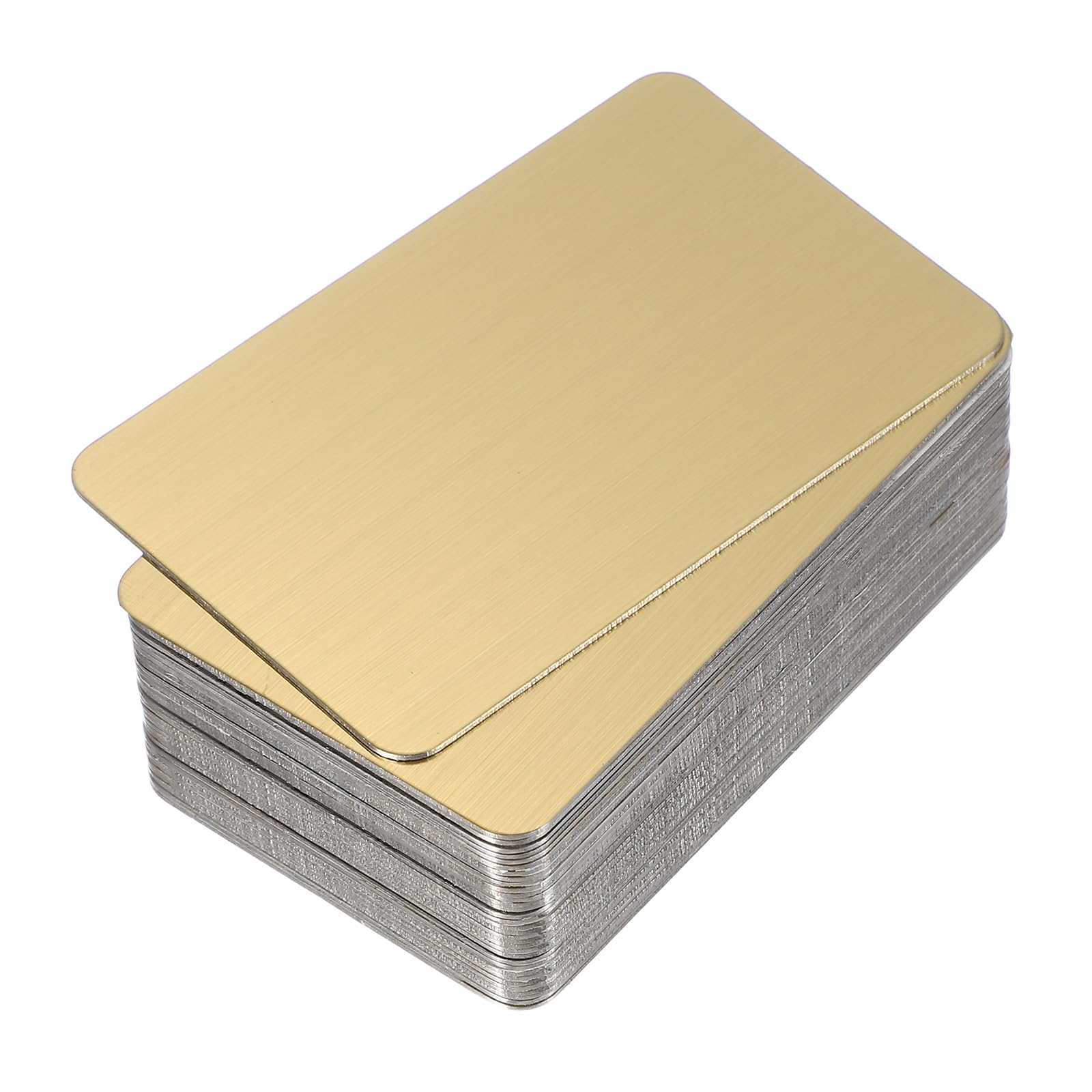 PATIKIL 0.3mm Stainless Steel Metal Business Cards, 30 Pack Brushed Blank Name Card Laser Engraving for DIY Gift Cards, Gold