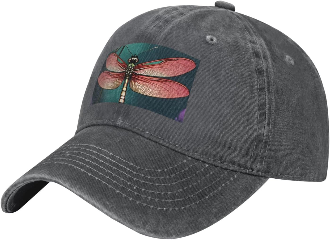 Dragonfly with Water Lily Print Cowboy Hat Personalized Baseball Cap Fashion Hat Cap Funny Gifts for Women Men Deep Heather
