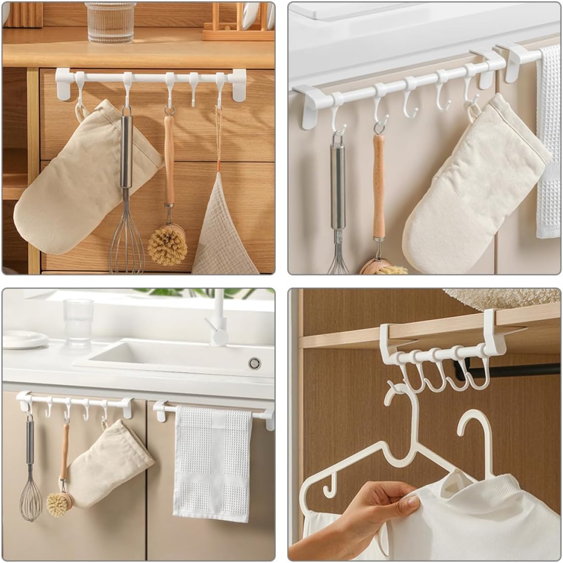 Plastic Organizer Cabinet Kitchen Hook Rack, Five Hook