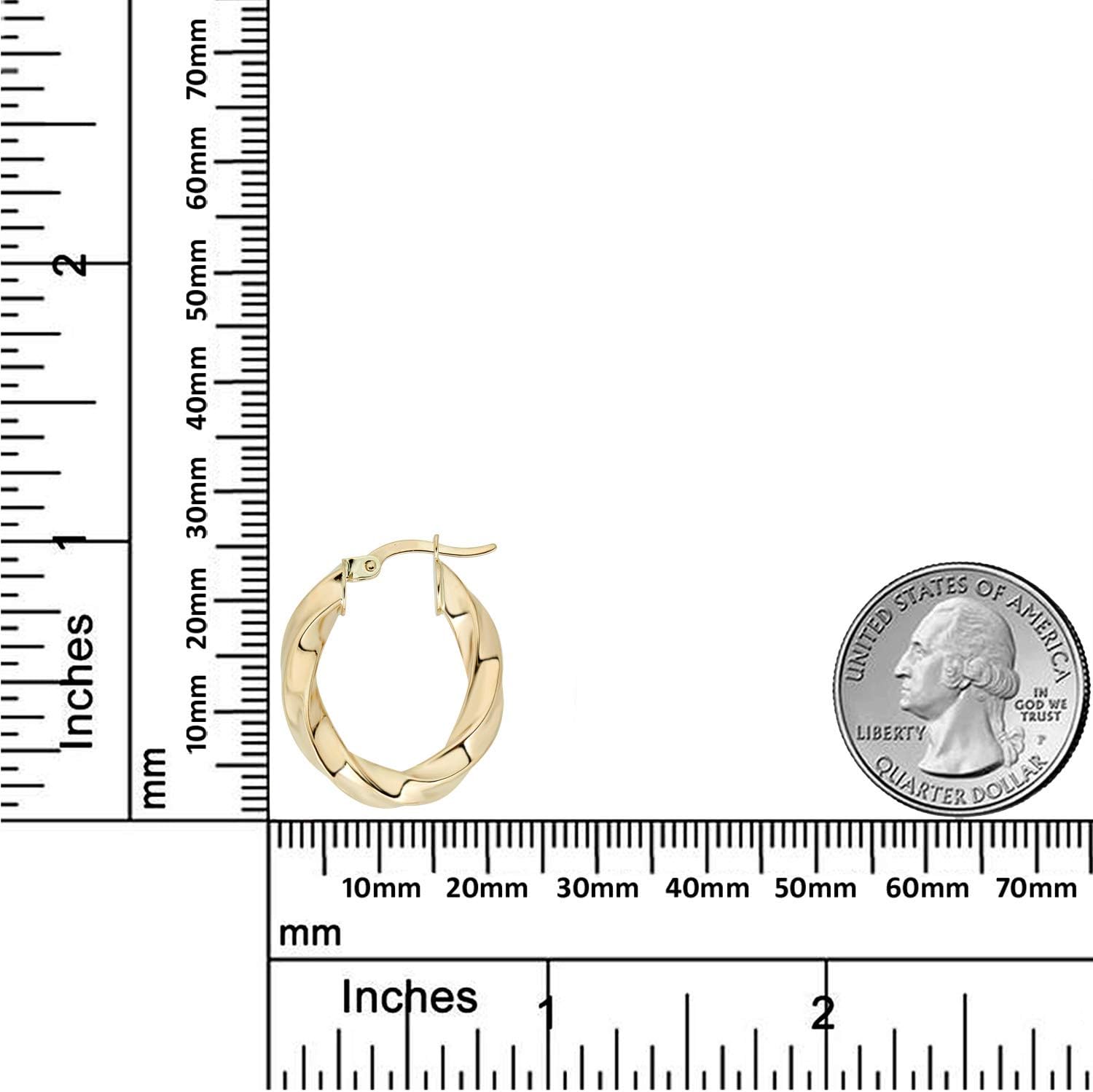 AVORA 14K Yellow Gold Twisted Oval Hoop Earrings