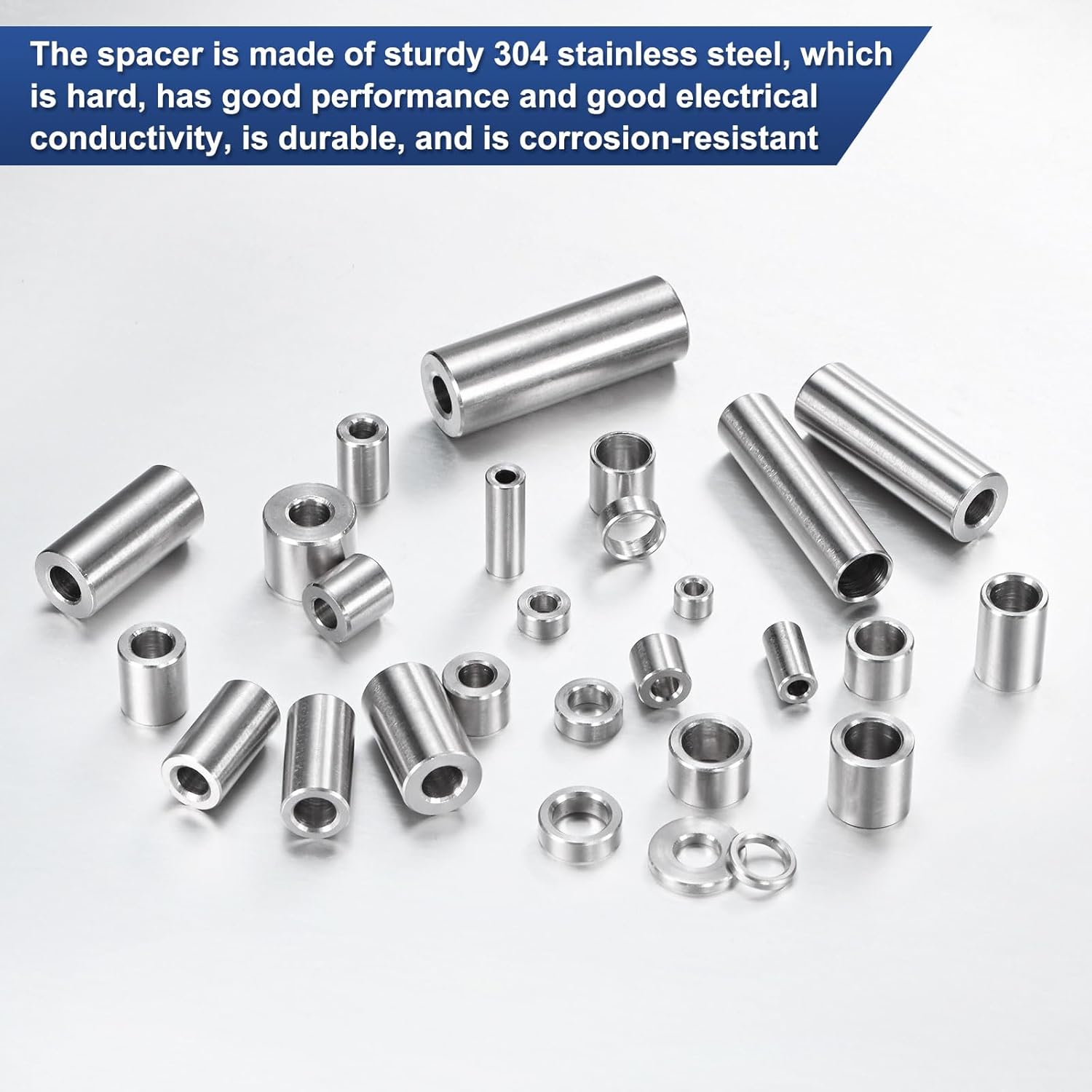 15PCS M3 304 Stainless Steel Spacers 3mm ID x 6mm OD x 3mm l Metal Screw Standoff Bushing Plain Finish Round Spacer 304 Stainless Steel for Screws Bolts Silver