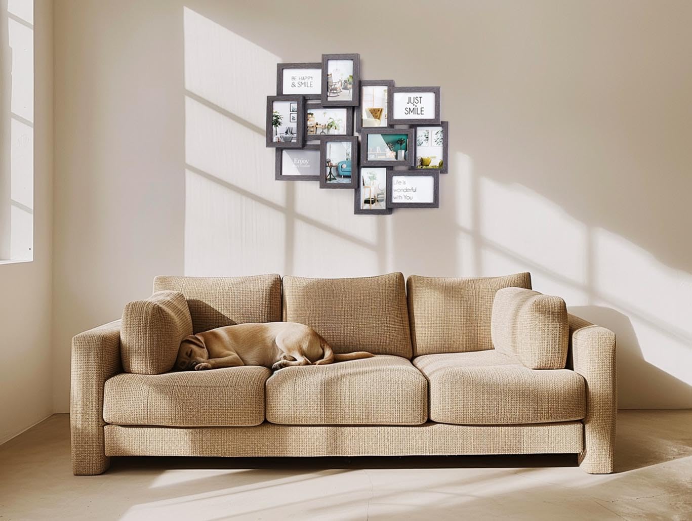 Kobolo Bilderrahmen-Collage - BIG GREY - Holz - grau antik - 12 Bilder - 54x61 cm