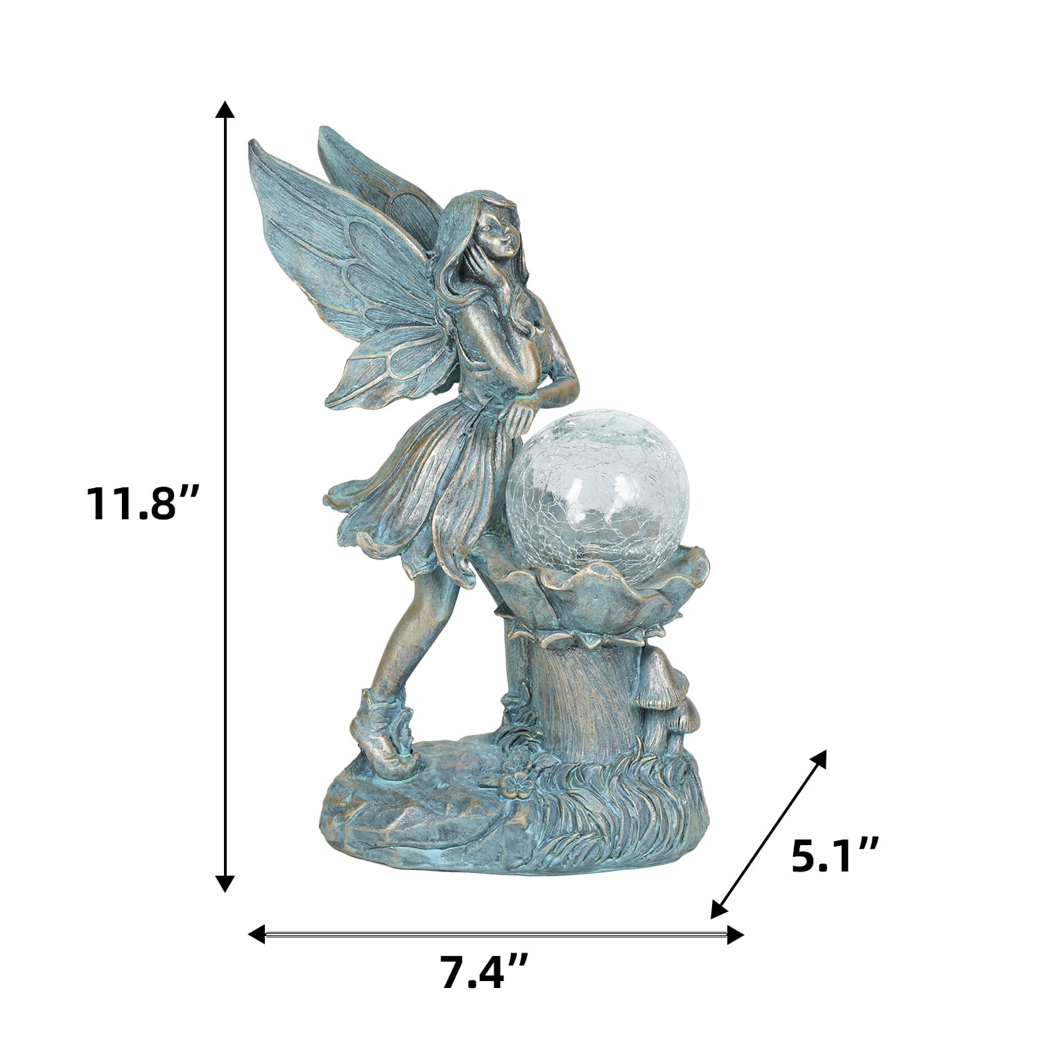 Ferrisland Statuette da giardino a forma di fatina dell'angelo, con luci solari, decorazioni solari per cortile, giardino, patio, prato, regali per compleanno, inaugurazione della casa, festa della