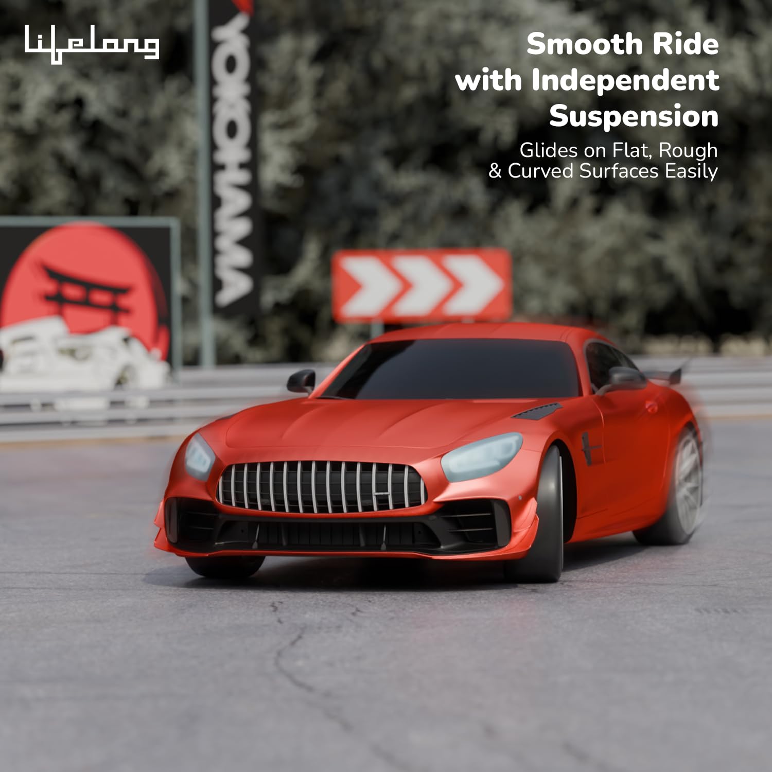 Lifelong Rechargeable Remote Control Car for Kids|2.4GHz, LED Headlights, Upto 120 min Non-Stop Play Time, 125ft Remote Range, Type-C Charging, Anti-Skid Tyres, BIS Certified (LLCRRC01) (Red) — Amazon image 5