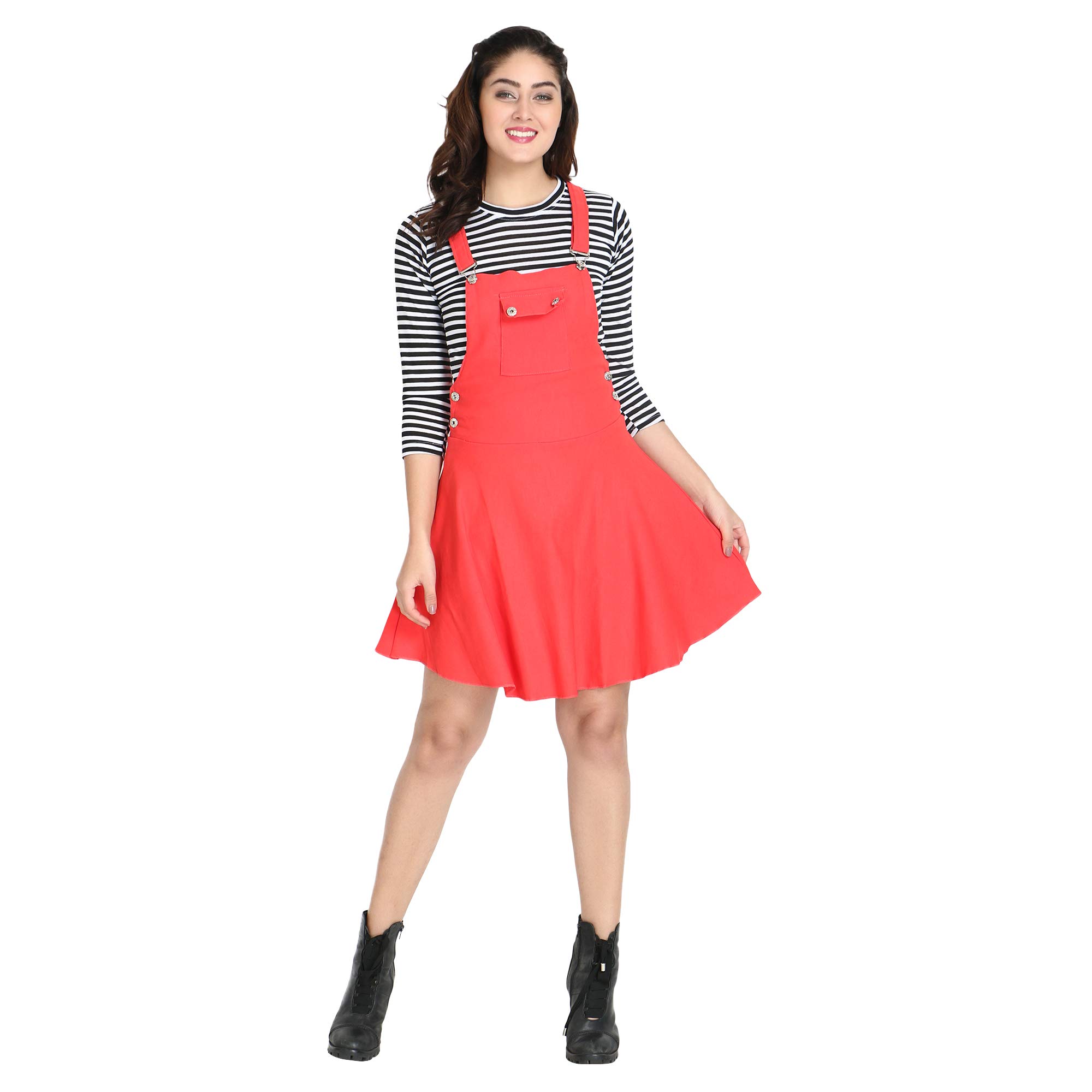 DIMPY GARMENTSBlended Women's Dungaree Dress with Top