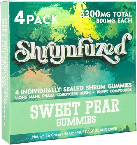 Miniatura 3 de Gomitas nootrópicas patentadas de 8000 mg - Mezcla de hongos nootrópicos de melena de león, reishi, chaga y cordycep (10, pera dulce)