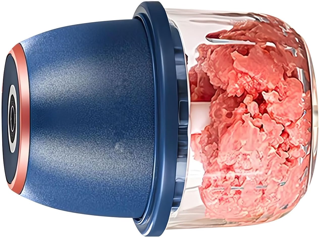 Compact 350ML Electric Food Processor with Strong Motor and Glass Jar for Fast Easy Cooking Efficient Garlic Disintegrator
