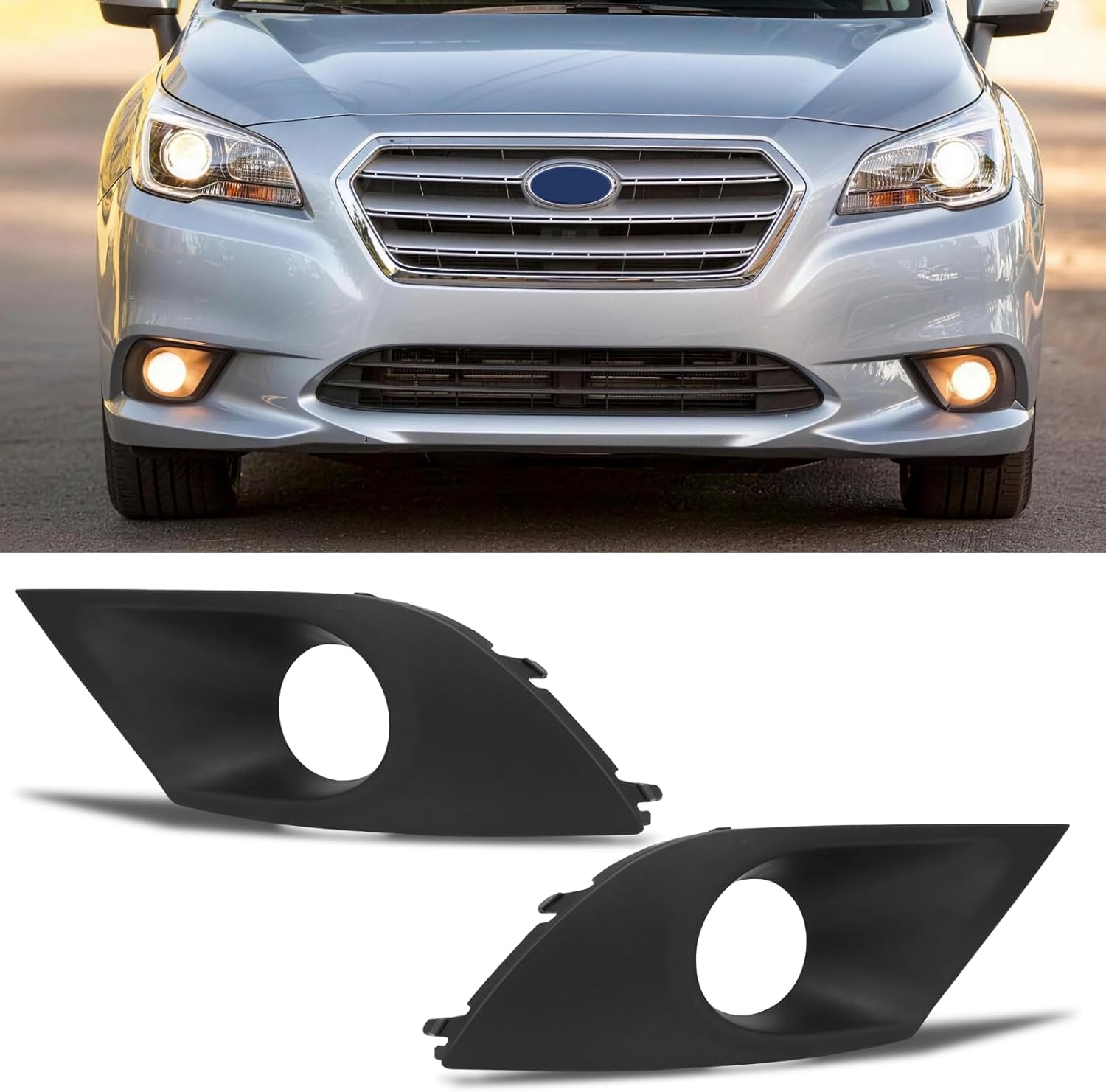Yumzeco 2PCS Compatible with Subaru Legacy Fog Light Cover 2015 2016 2017, Replace for 57731AL05A/57731AL04A Front Left Driver/Right Passenger Side Fog Lamp Bezel W/O Light Hole Replacement
