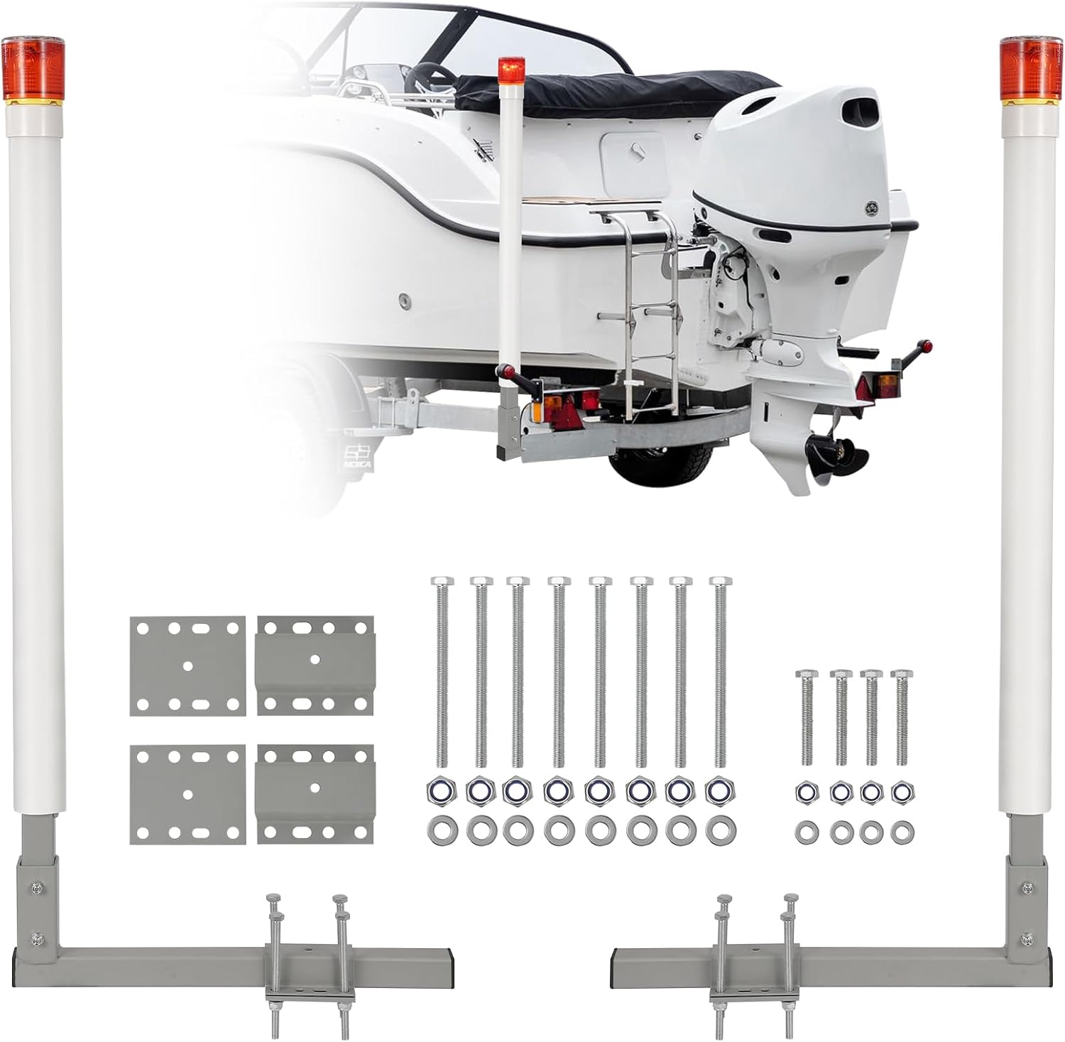 40"-60" Adjustable Design Trailer Guide Poles, Rustproof Galvanized Steel Trailer Guide, Trailer Guides with PVC Pipes