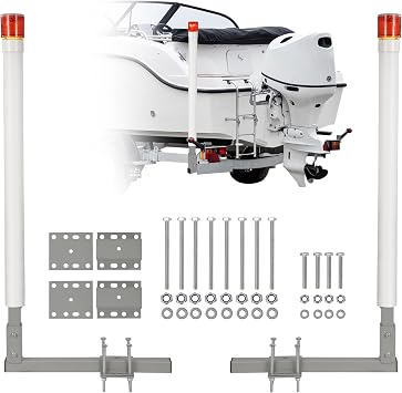 Adjustable 40" Boat Trailer Guide Poles, 2PCS Rustproof Galvanized Steel with PVC Protection, 43" Height, Flexible Installation for Easy Loading of Ski, Fishing & Sailboats