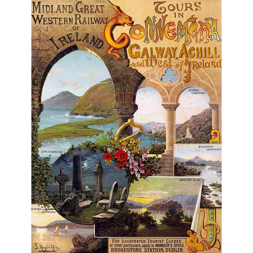 Wee Blue Coo Vintage Travel West Ireland Galway Achill Art Print Poster Wall Decor 12X16 Inch