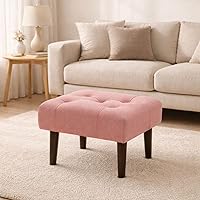 SS Wood Nation Velvet Velvet Ottoman Footrest – Wooden Pouf Stool for Living Room, Bedroom & Small Spaces – Stylish...