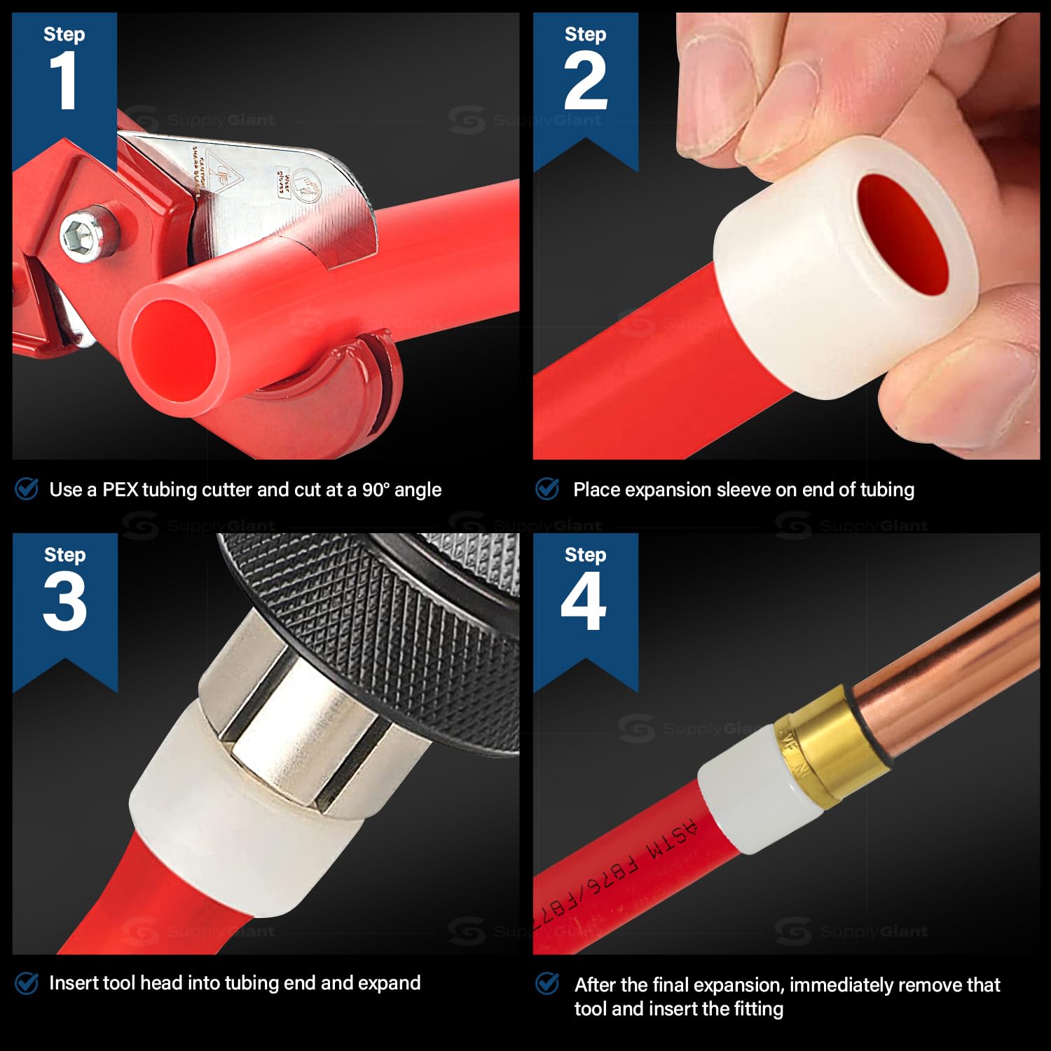 Extensión de cobre de 1/2 pulgada Pex-A, 1/2" x 8" recto F1960 empalme de codo sin plomo, para uso en conexión de tubería Pex-A (paquete de 5)