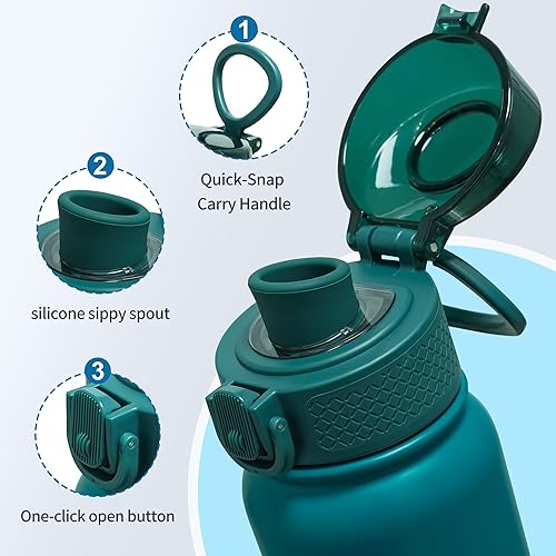 Miniatura 3 de GOPPUS Botella de agua de acero inoxidable aislada de 20 onzas, botella de agua deportiva sin BPA, ideal para viajes, con tapa para chug, a prueba