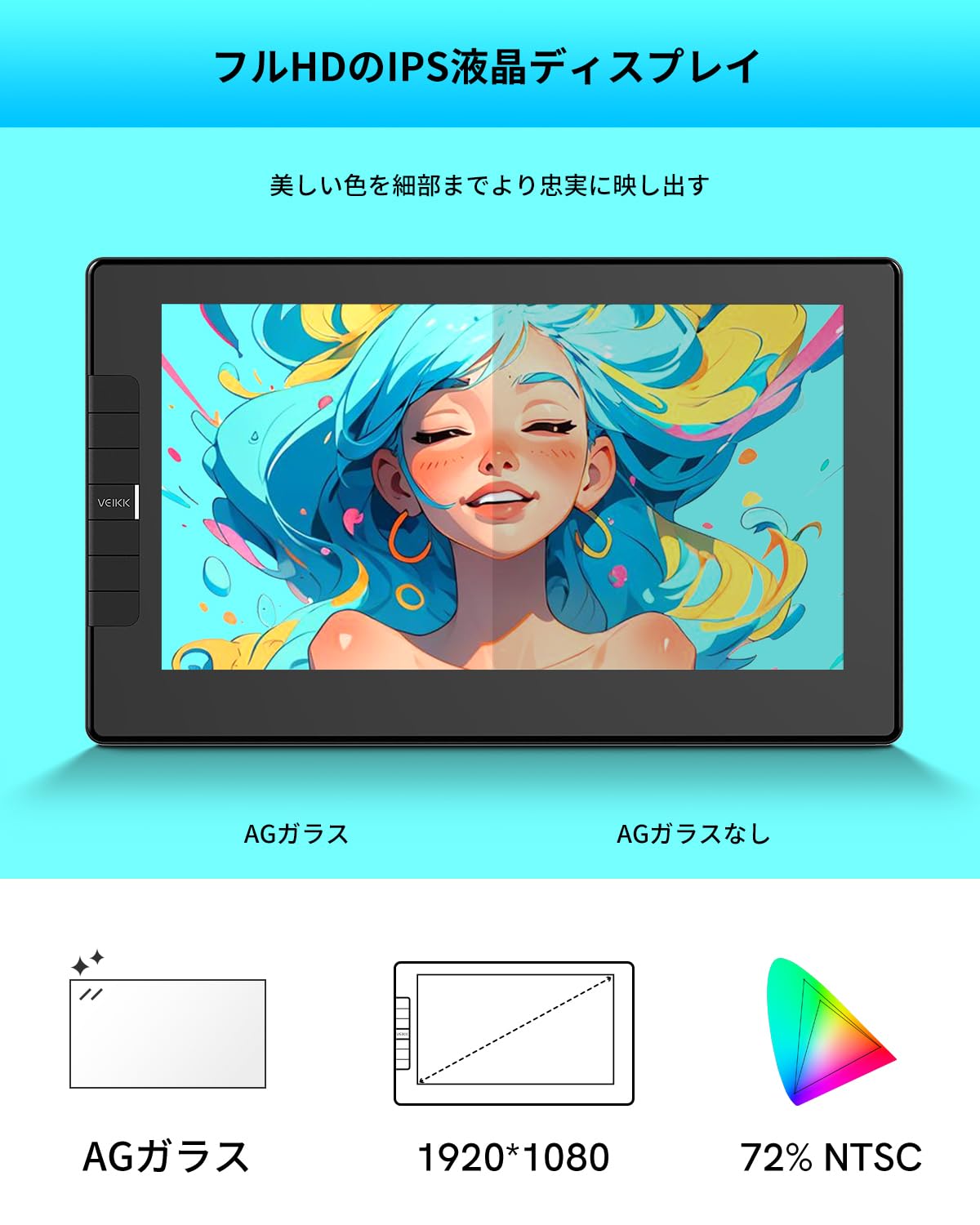 Amazon.co.jp: VEIKK 液タブ 11.6インチ 液晶ペンタブレット 8192筆圧