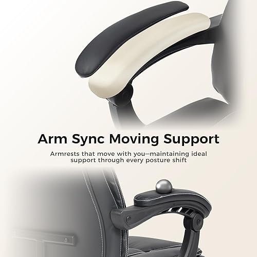 Miniatura 7 de Silla de oficina con reposapiés, silla ejecutiva de escritorio de piel transpirable con soporte lumbar, ergonómica, cómoda, reclinable, giratoria,