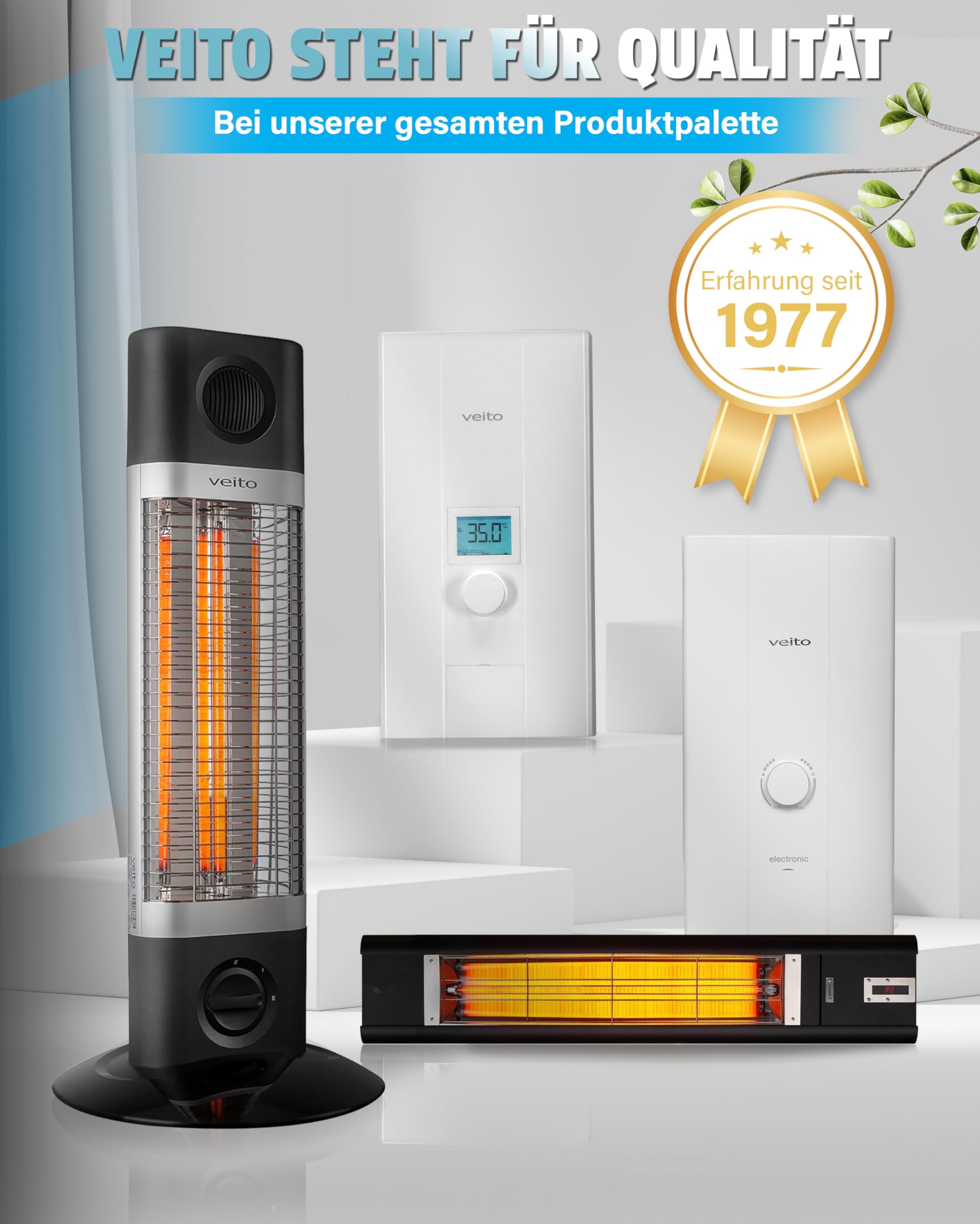 Veito Blue E - Voll Elektronischer Durchlauferhitzer 21KW - 3 Phasen 400 V - Sofortiges Warmwasser, Energieeffizient