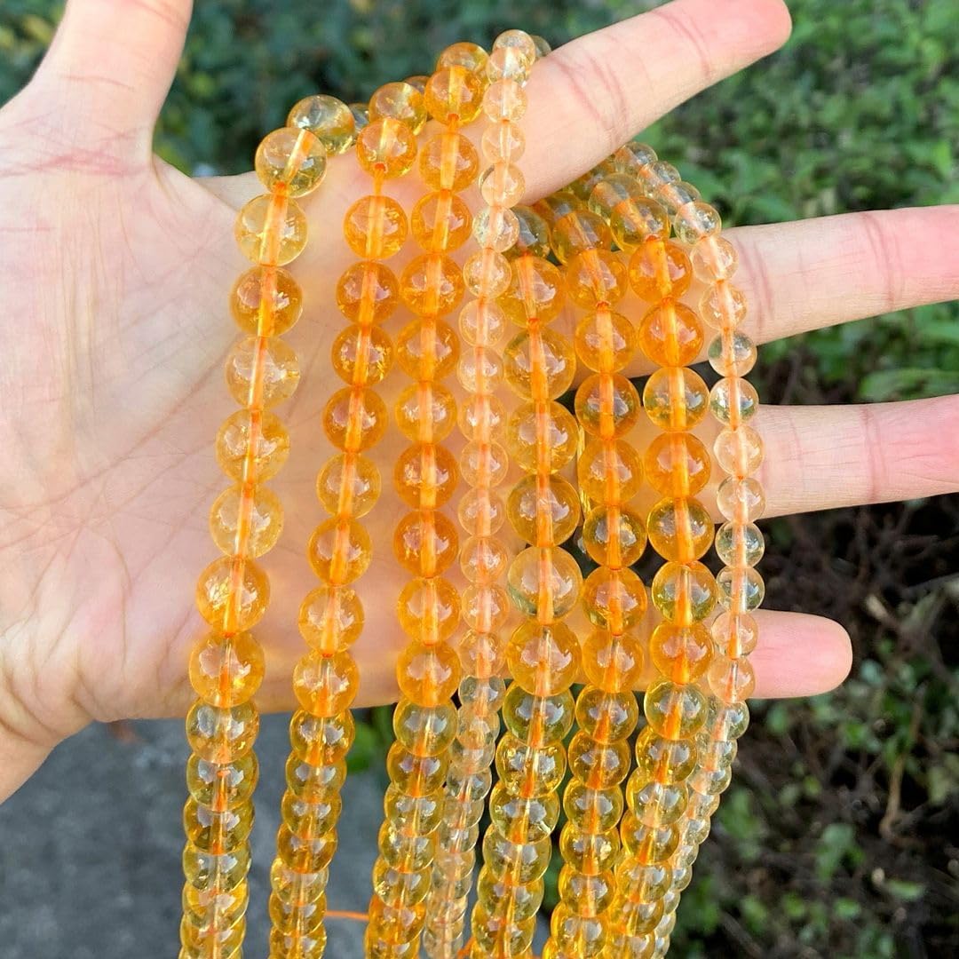 70pcs Adabele Natural Citrine Yellow Crystal Healing Gemstone 10mm Round Loose Beads Gem Stone Spacer for DIY Craft Jewelry Making GH2-10