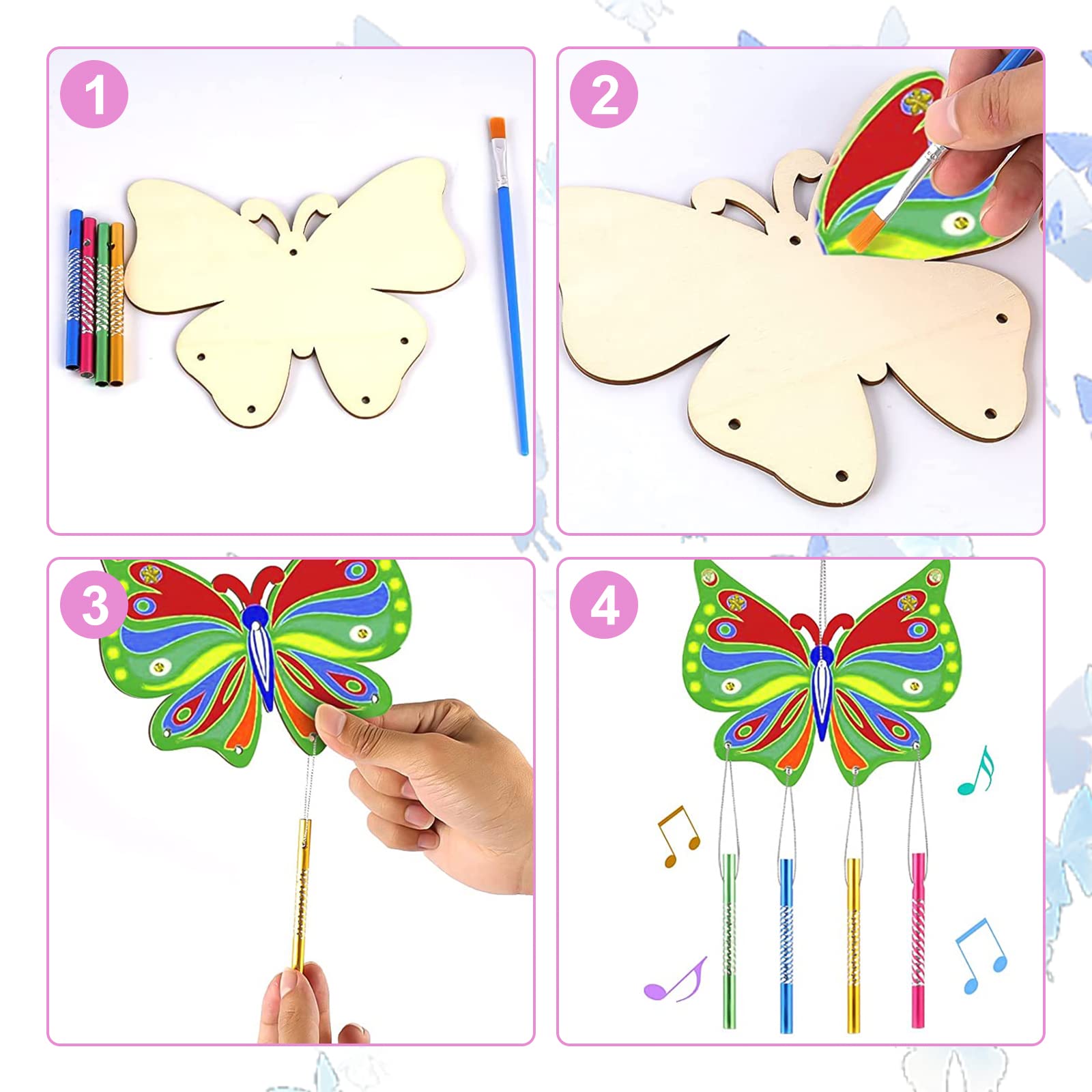 Carillon à Vent En Bois DIY Peint Graffiti - O2086 - Décoration Maison