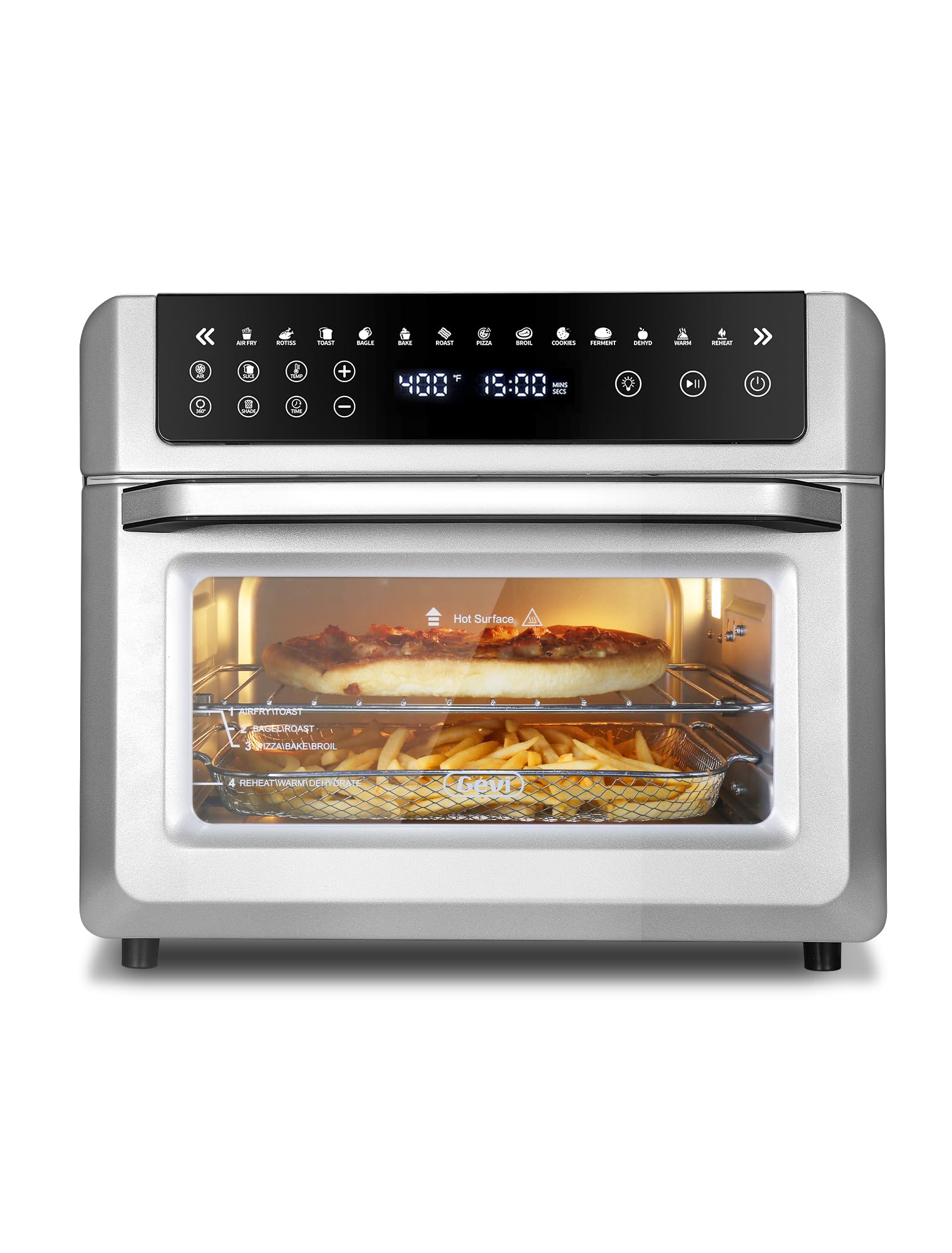 Gevi Air Fryer Toaster Oven Combo, Large Digital LED Screen Convection Oven with Rotisserie and Dehydrator, Extra Large Capacity Countertop Oven with Online Recipes