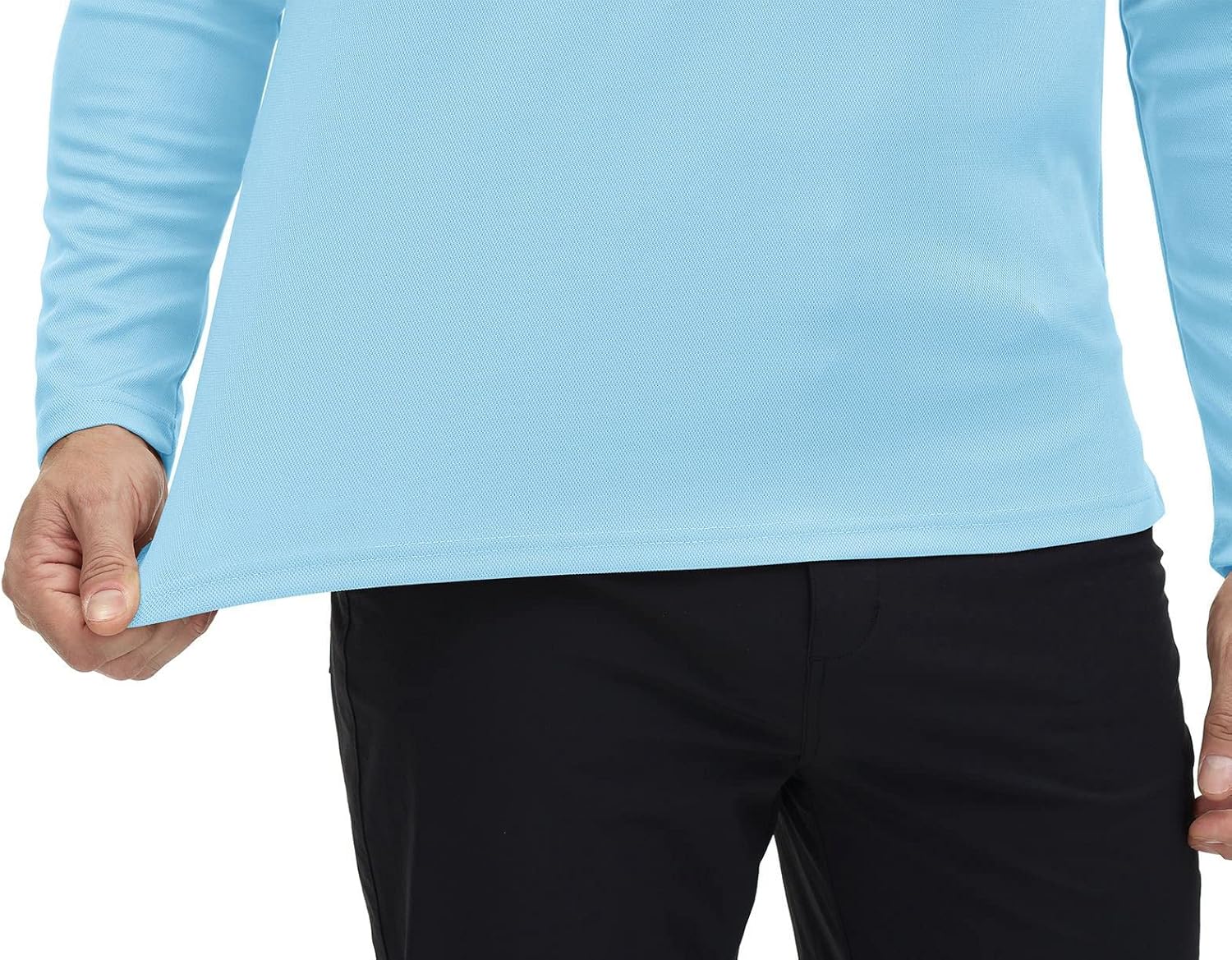 Rdruko Men's Polo with Pocket Long Sleeve Quick Dry Outdoor Golf Pullover Collared T-Shirt - Image 7