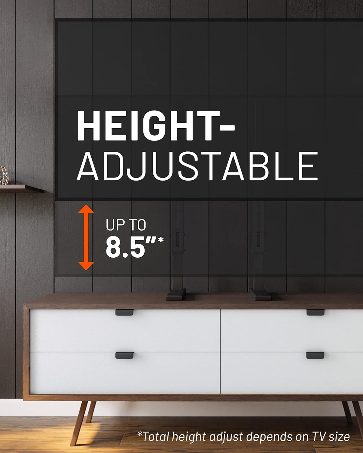 ECHOGEAR Universal Large Stand - Height Adjustable Base for TVs Up to 77" - Wobble-Free Replacement Stand Works w/Any TV Including Vizio, TCL, Samsung & More - Flat Design Compatible w/Soundbars : Electronics