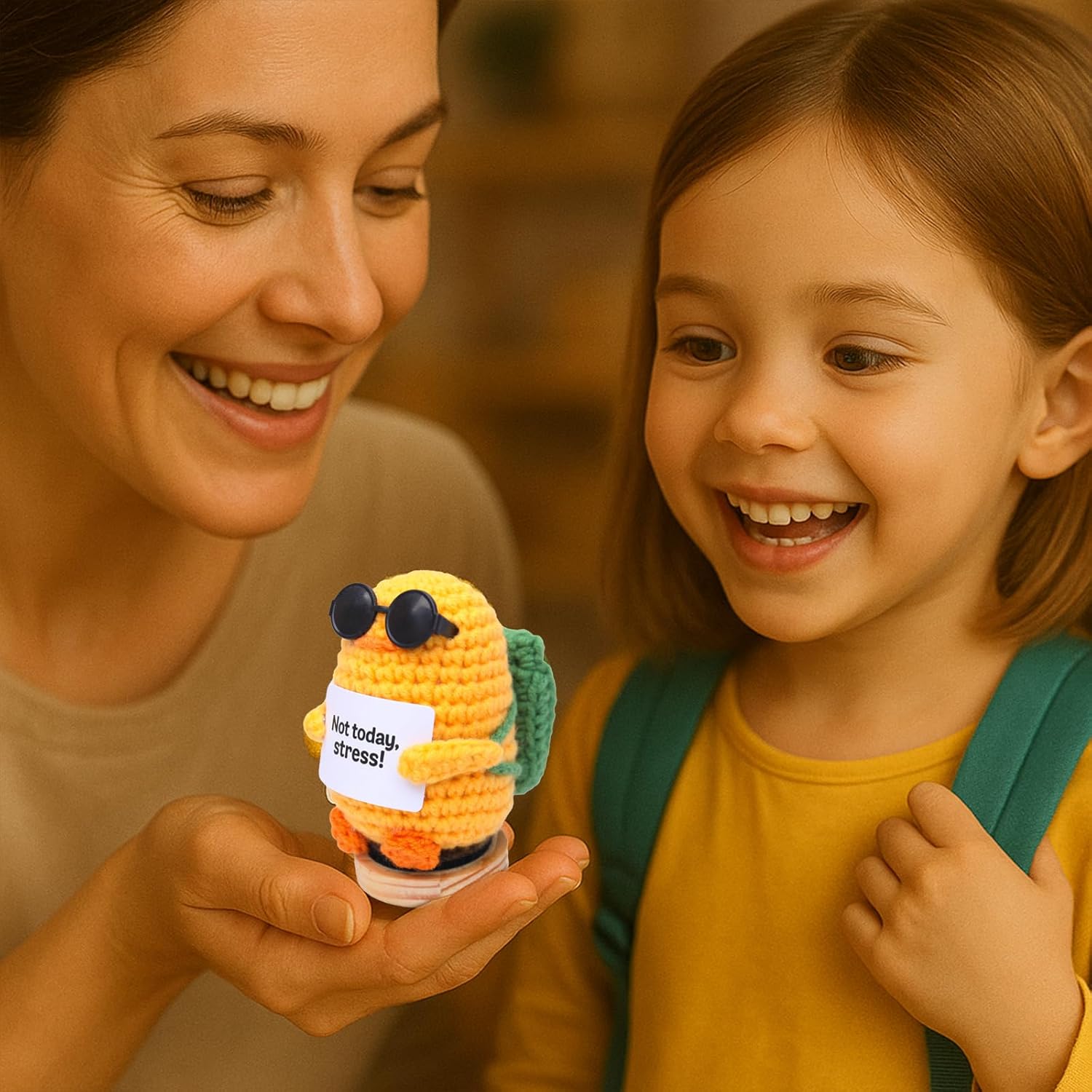 Birthday Gifts for Her Him, Positive Crochet Animals with 10 Affirmation Cards – Cute Emotional Support Duck Desk Decor Inspirational Gift for Women Coworkers Friends - Image 6