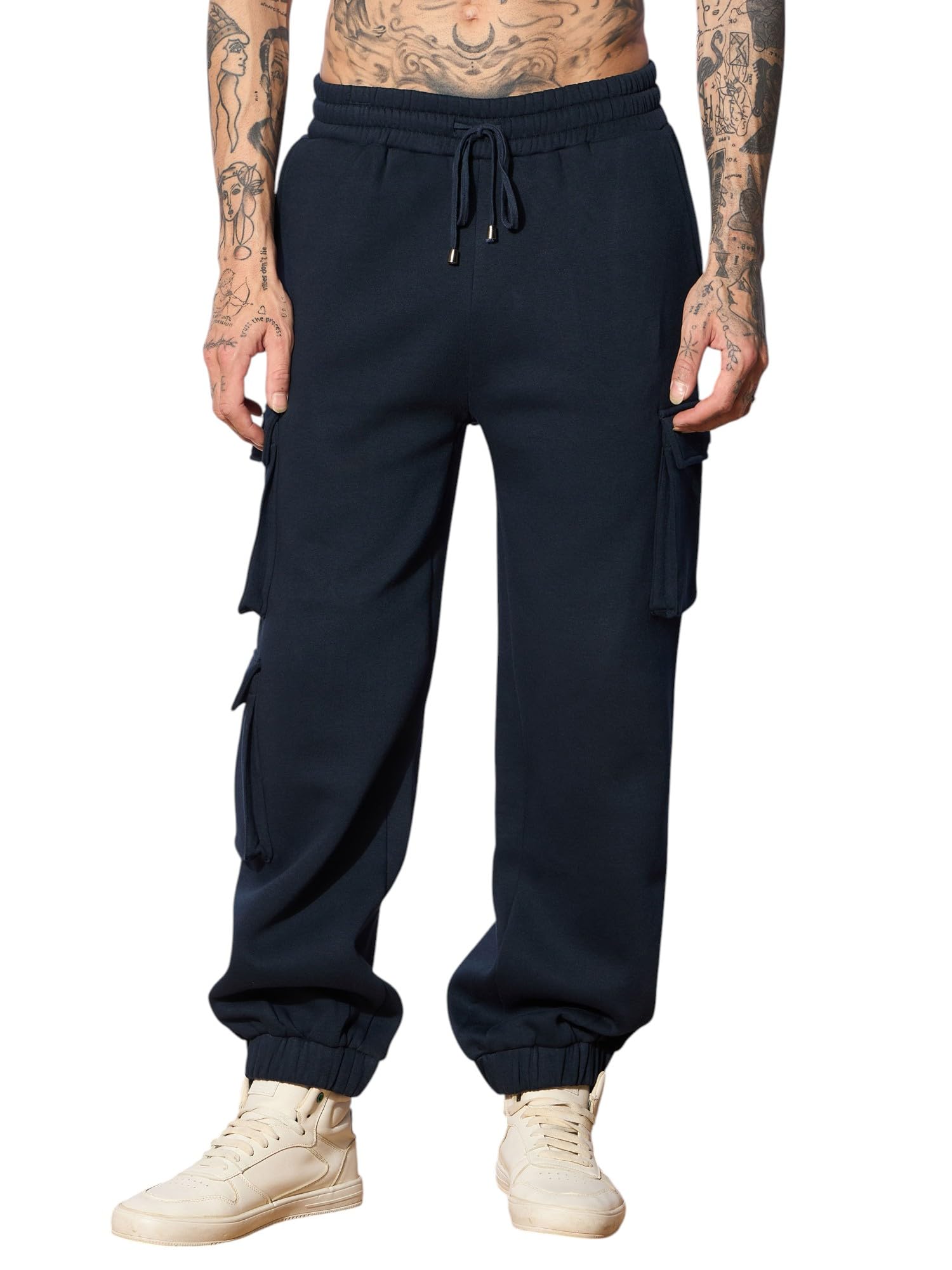SASSAFRAS Navy Utility Pockets Oversized Joggers in navy