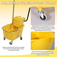 Vista 5 de Commercial Mop Bucket with Side-Press Wringer for Floor Cleaning, 35 Quarts, Yellow, Including One Commercial Mop
