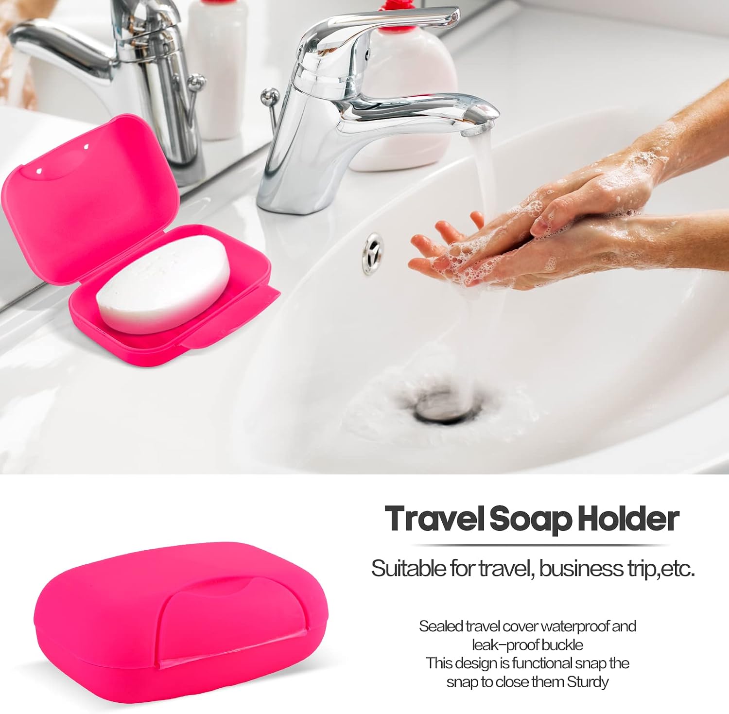 2 Pcs Plastic Soap Case Holder Container Box Home Outdoor Hiking Camping Travel Rose image 3