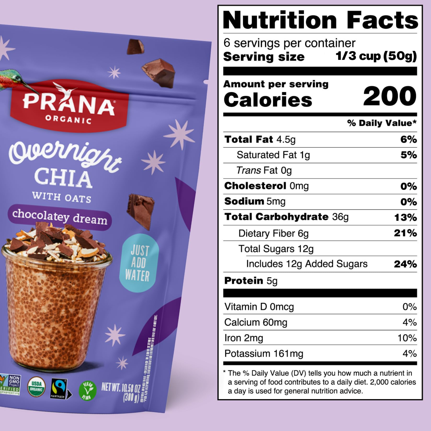 Amazon.com: Prana Organic Overnight Chia with Oats Chocolatey