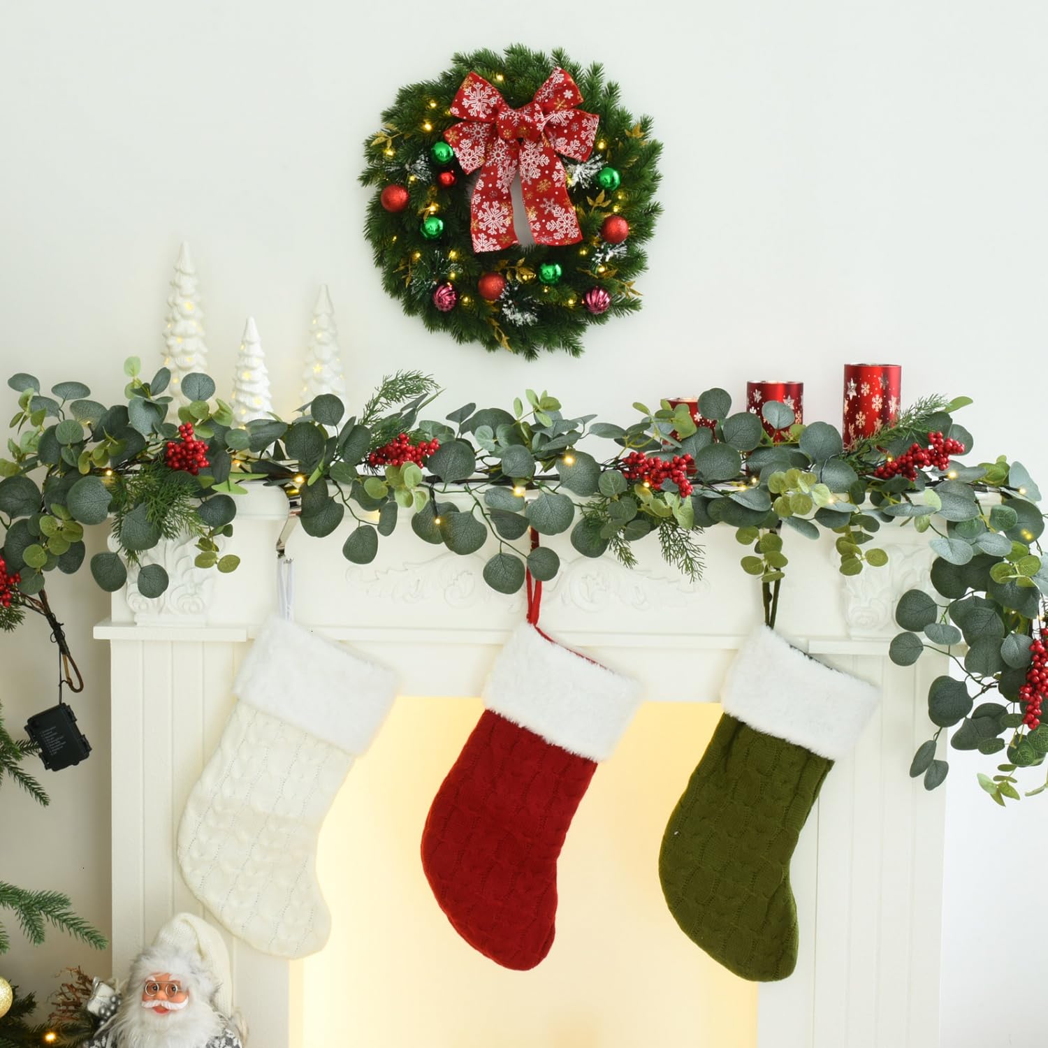 Coronas De Navidad Para Ventanas Corona De Navidad Preiluminada De Pino 60  Cm Con Adornos | Meses Sin Coronas Navideñas 24 Pulgadas, image size:1500x1500