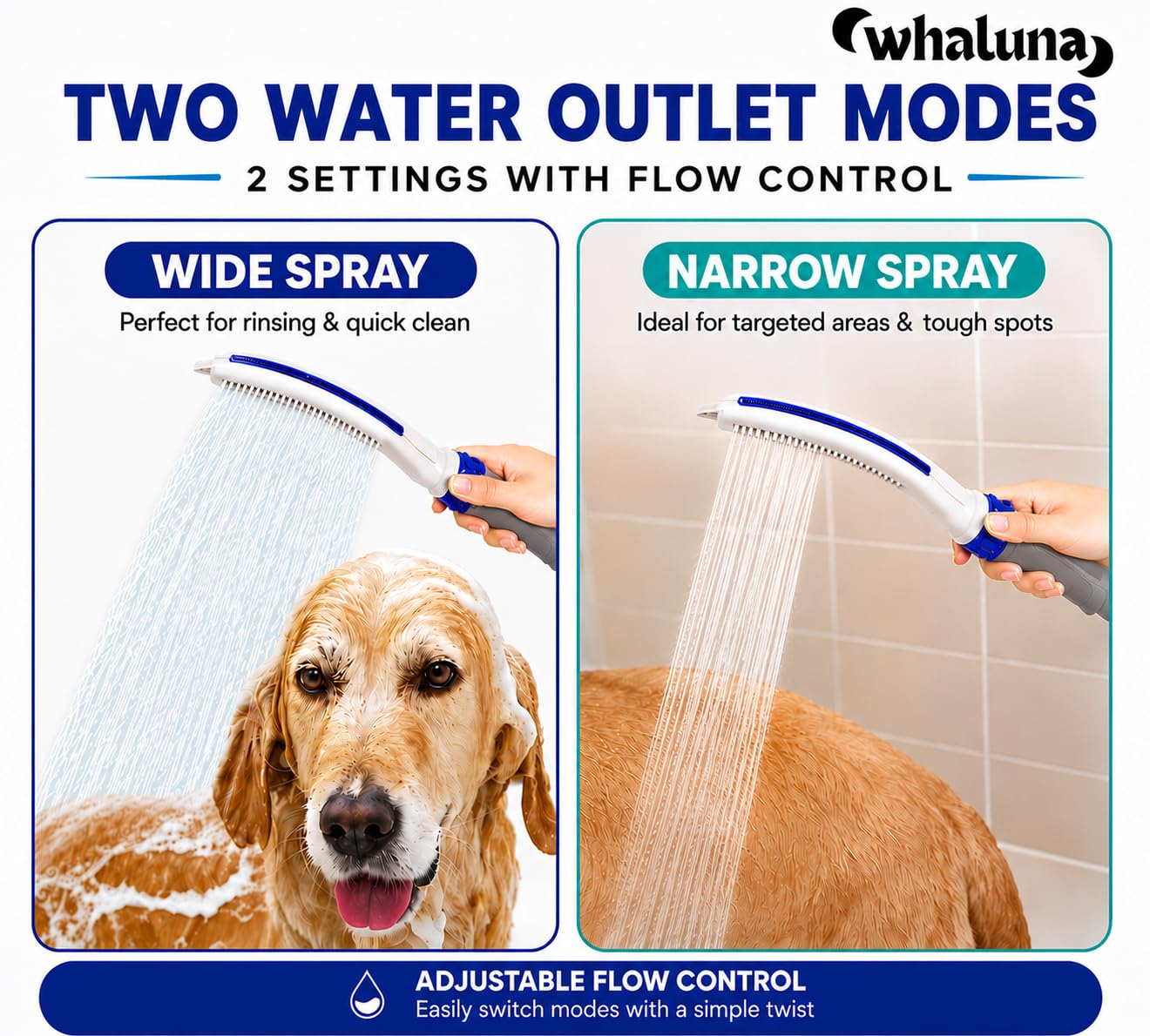 Pulverizador de ducha para perros con manguera de 8 pies, accesorio de ducha de alta presión para perros para baño y aseo, rociador de manguera de ducha para mascotas con adaptadores para
