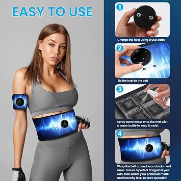 Smiofo ABS Stimulator, Muscle Machine Workout Equipment, Ab Toning Belt Muscle Toner Fitness Training for Abdomen/Arm/Leg, Ab Trainer for Home Body Shape