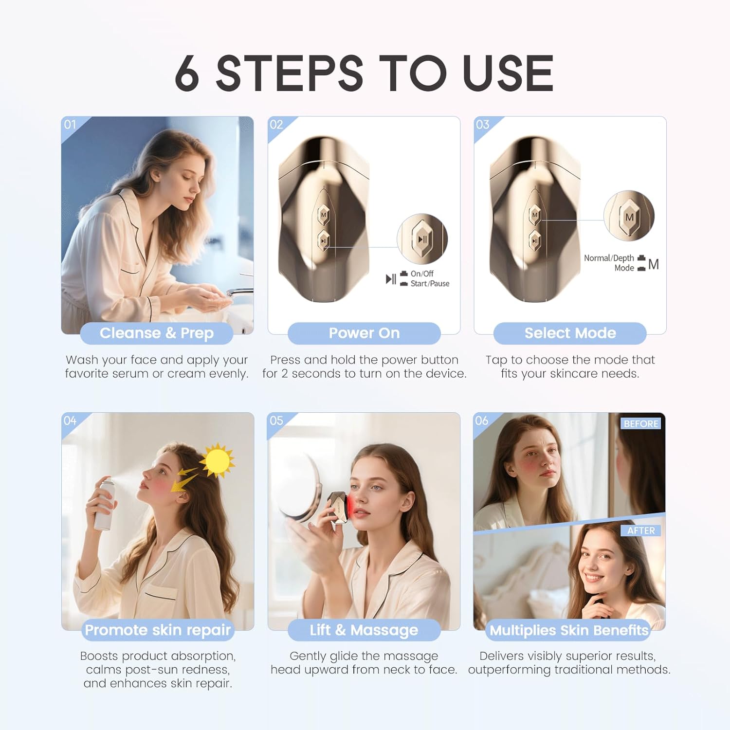 LULUROSE Facial Massager with Cold Heat Light Vibrating for Face,Facial Device with LED Display for Skin Care Wrinkles at Home Traveling,1500mAh