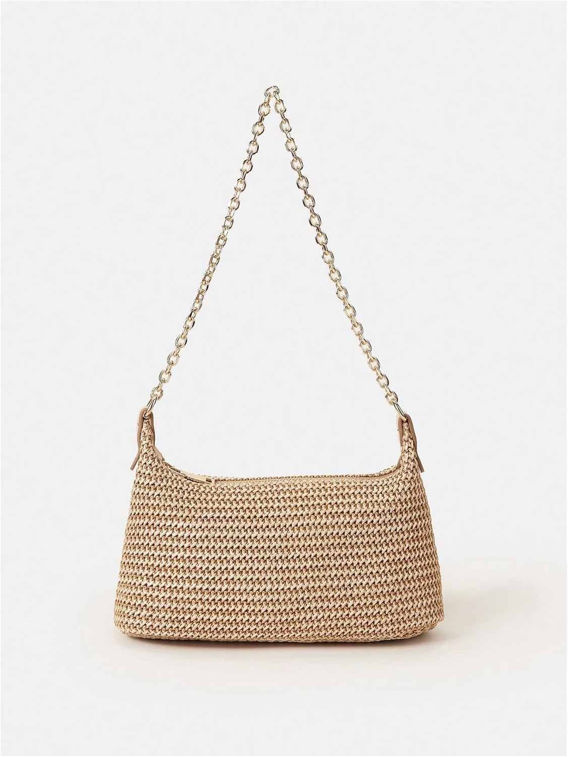 GORGLITTER Women's Straw Shoulder Bag Small Beach Tote Bag with Zipper Cute Summer Woven Crossbody Bags