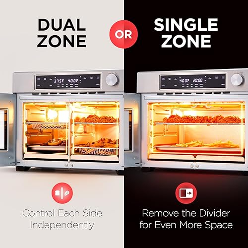 Miniatura 5 de Ivation Freidora de aire de doble zona, horno de puerta francesa - 32 Quatity Convection Toaster Combo, 10 en 1 multifunción hasta 450 - 1800W -