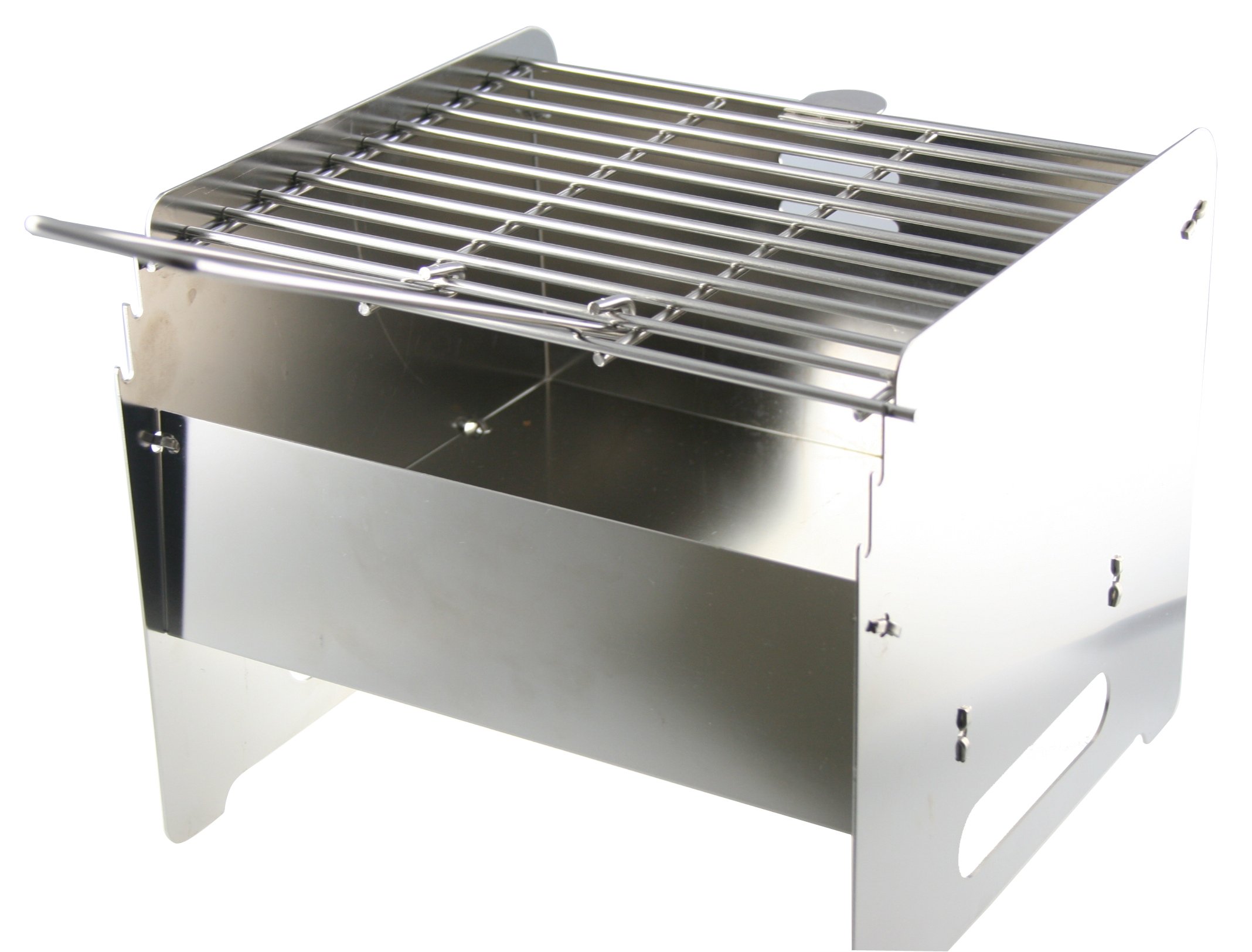ARBO-INOX Faltgrill aus Edelstahl – Tragbarer Grill fürs Boot – zusammenfaltbar auf 2 cm – 23 x 25 x 25 cm – Rost 3-fach höhenverstellbar