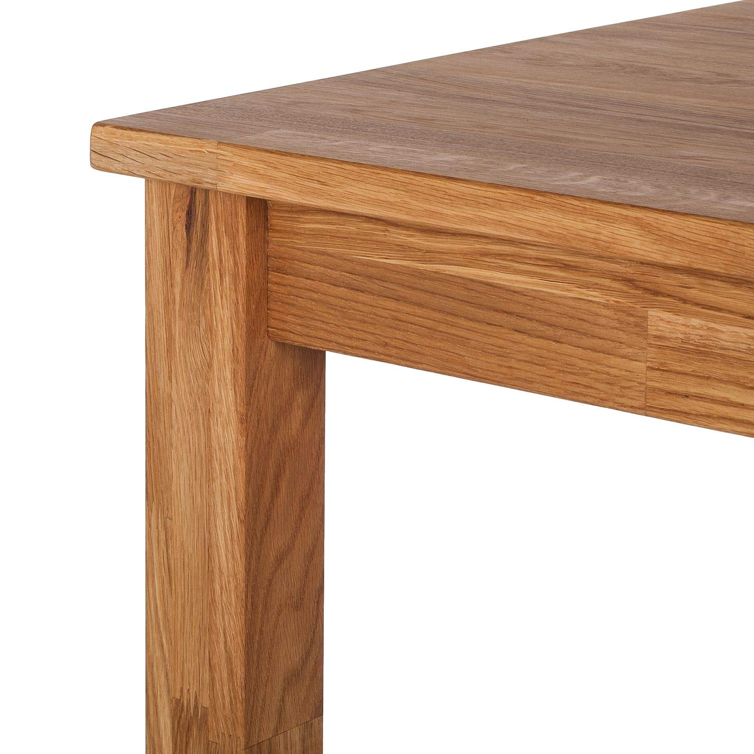NORDICSTORY Esstisch für 4 Personen, Massivholz Eiche, Nordischer Stil oder Skandinavisch, für Wohnzimmer oder Küche, Eiche natur, 90 x 65 x 75 cm
