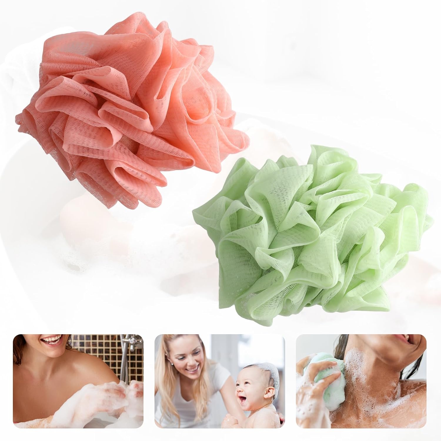 Loofah Washcloth 2 PCS, Bar Soap Loofahs Pouch Soft 2-in-1, Loofah with Soap Inside Exfoliating, Gentle Cleansing & Smooth Skin