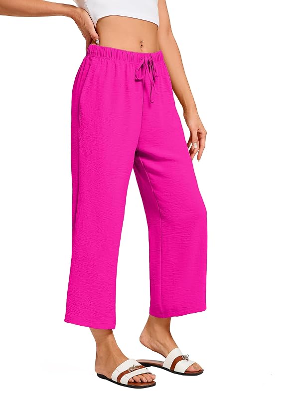 Womens Wide Leg Cropped Pants Low Rise Palazzo Ankle Summer Beach Capris by TYFAON - Used condition - Image 4