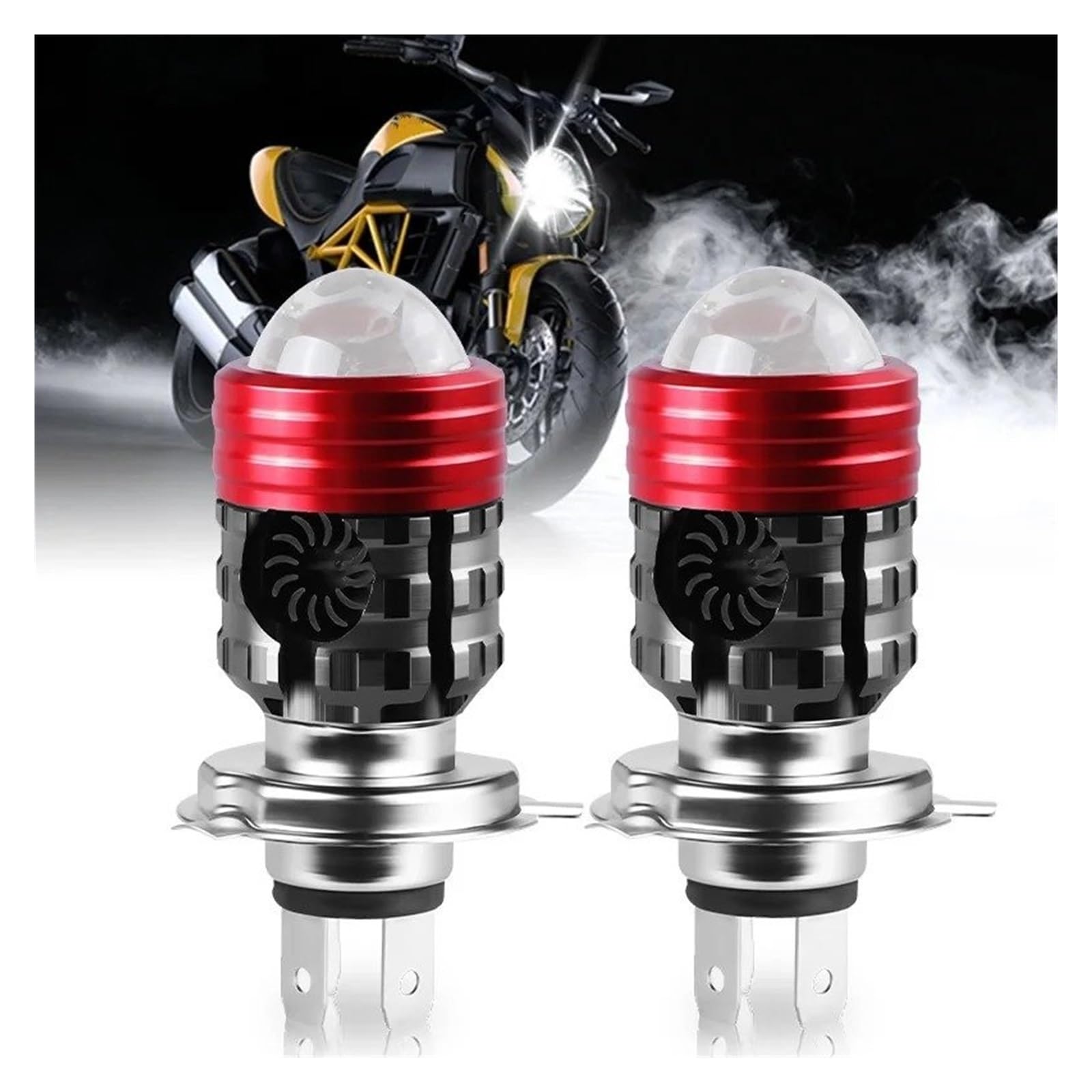 ESPYN Phares Moto Phare Moto H4 LED H6 BA20D Feu Antibrouillard Blanc Jaune Faisceau Hi Lo Pour Scooter(2pieces H4 A)