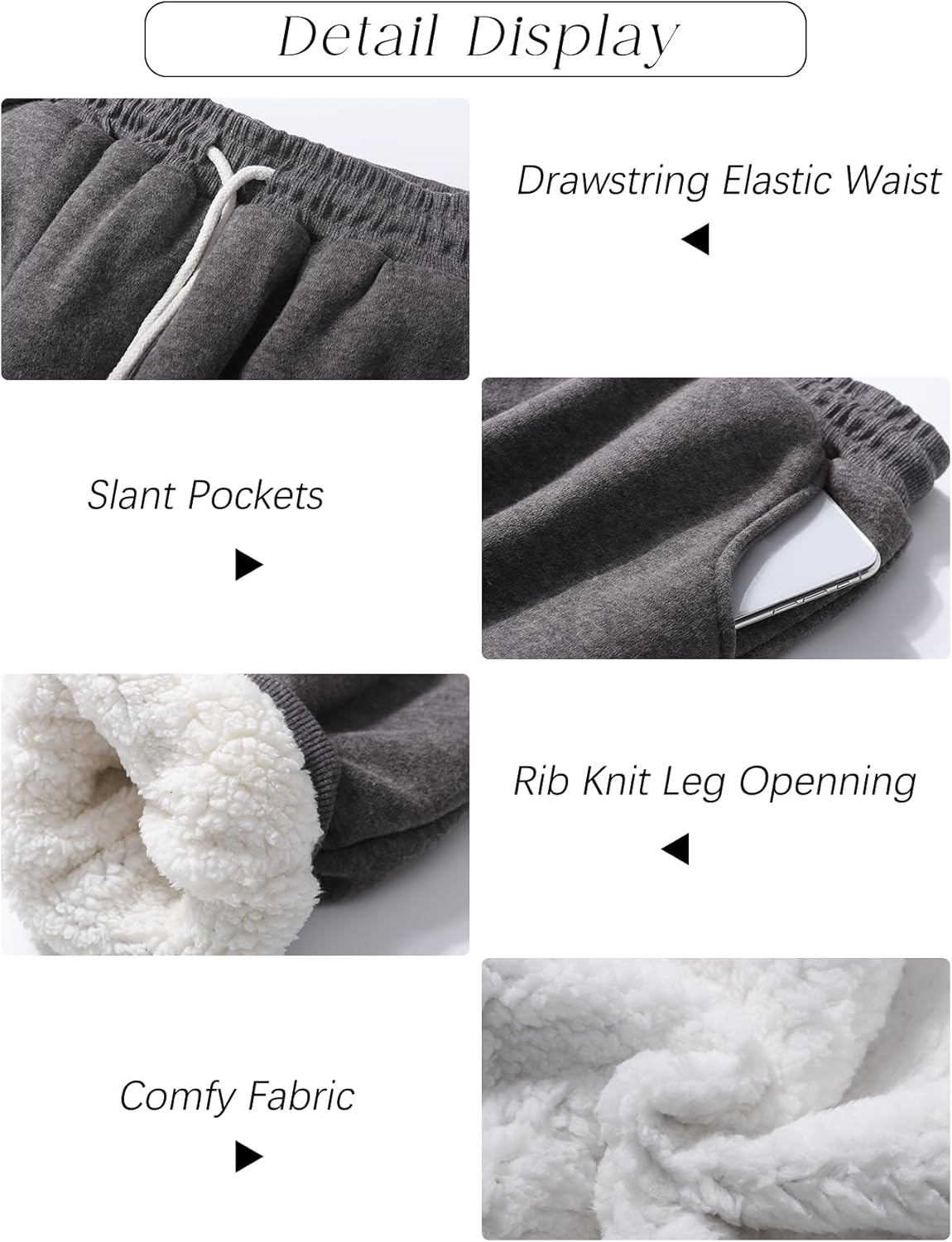 PEHMEA Women's Sherpa Lined Sweatpants Winter Warm, Fleece Joggers for Athletic Lounge - Image 5